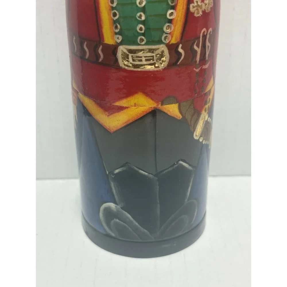 Russian Matryoshka Wooden Nesting Doll Vodka‎ Mini Bottle Holder Soldier 7.5 in